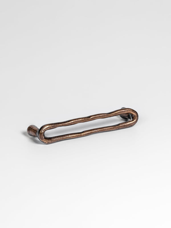Five sets of natural brass, bronze, carbon black, satin nickel, and polished nickel door pull collections