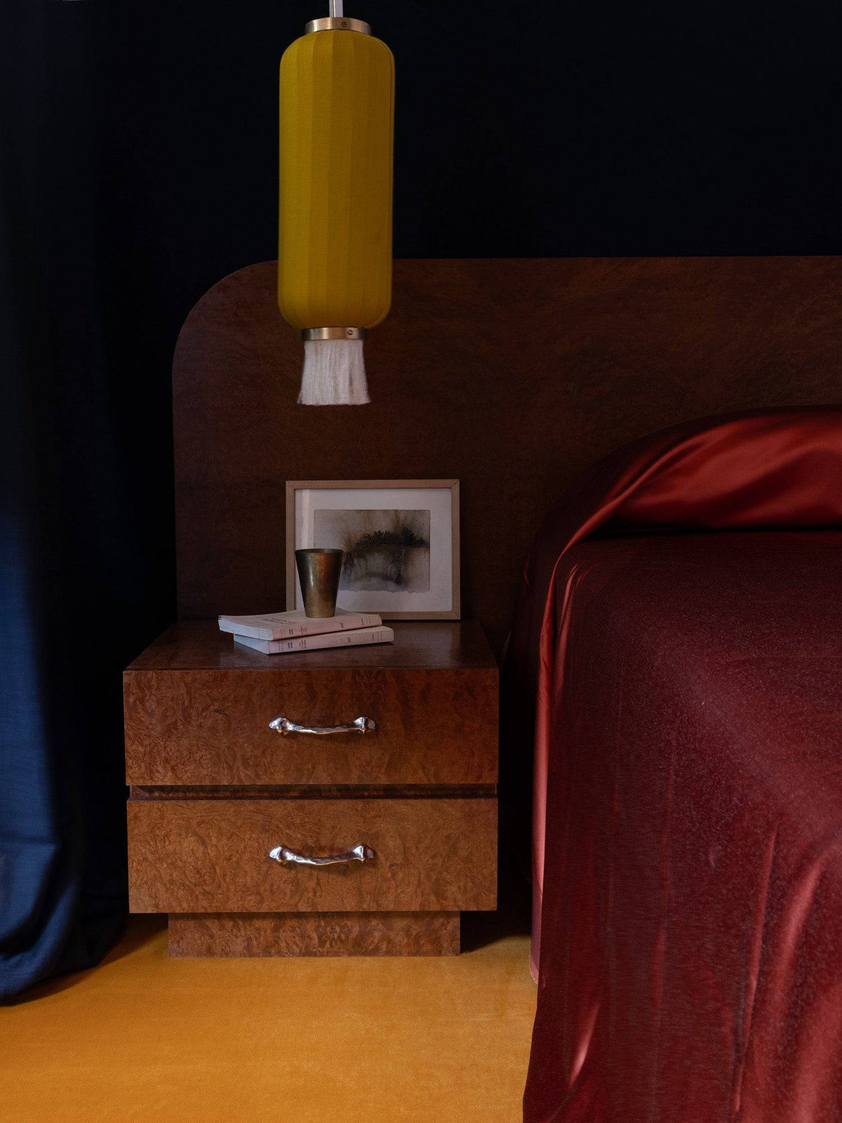 Silk Lampshade Yellow with fringes