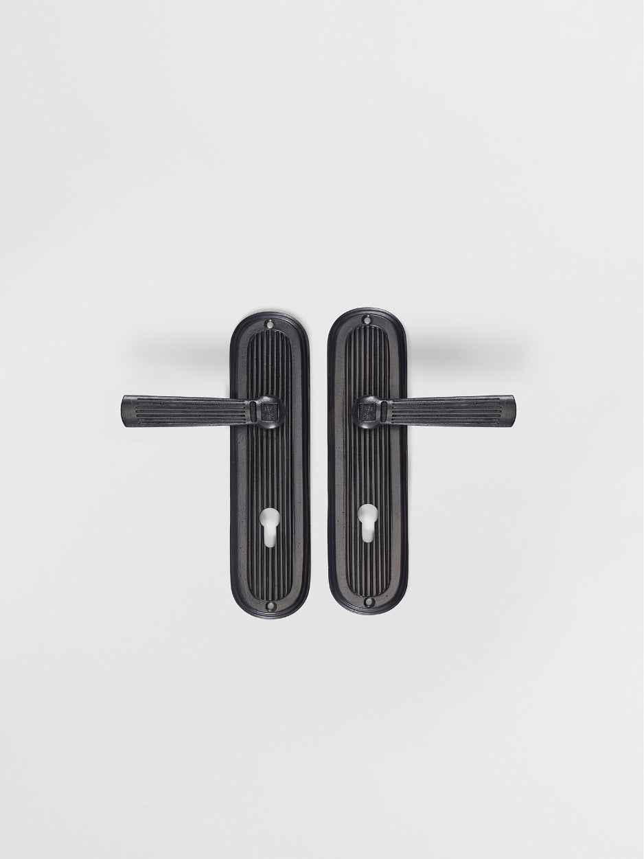 Door Lever Handle N28 with Key Hole Y in Carbon Black finish | Mi&Gei