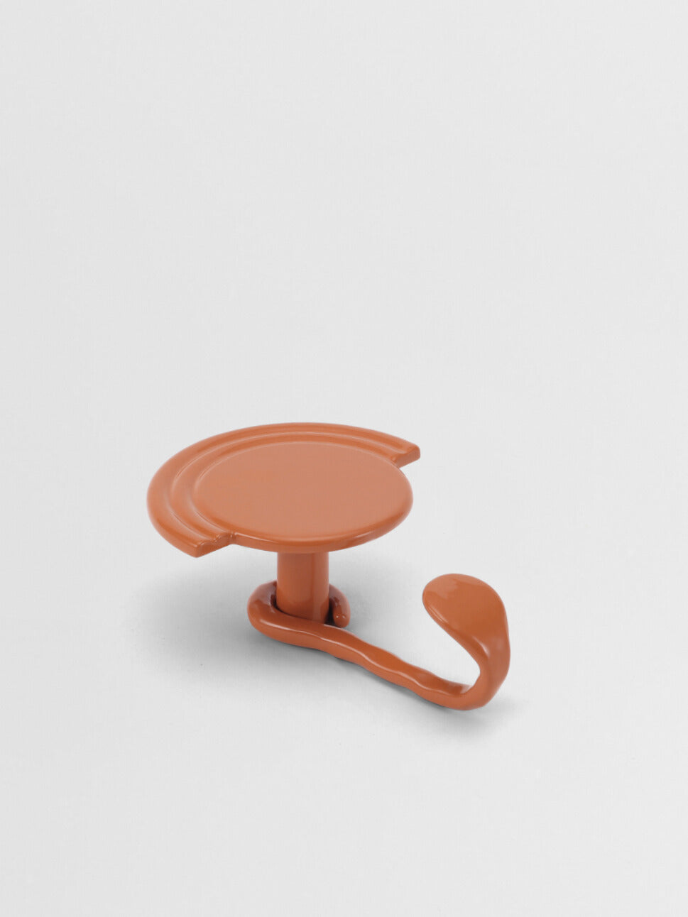Burnt Orange towel hook on a light gray background