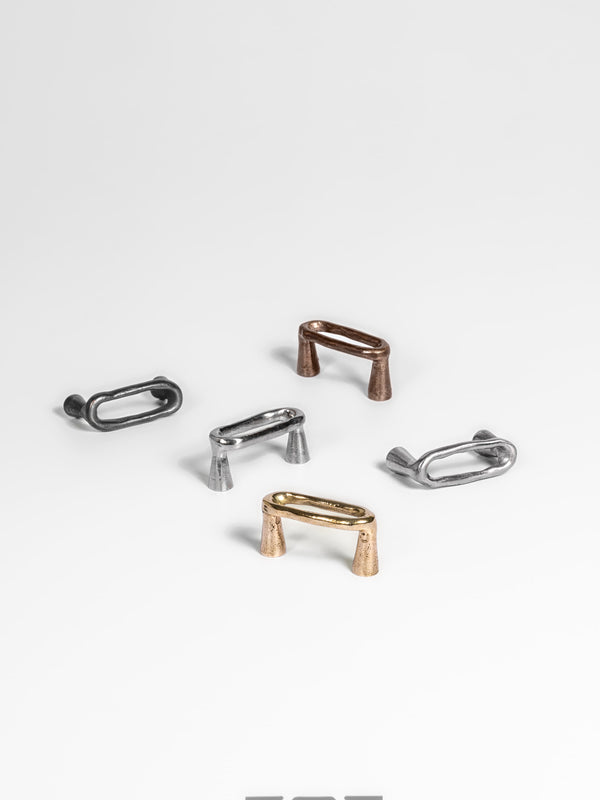 Five sets of natural brass, bronze, polished nickel, carbon black, satin nickel, drawer pull collections