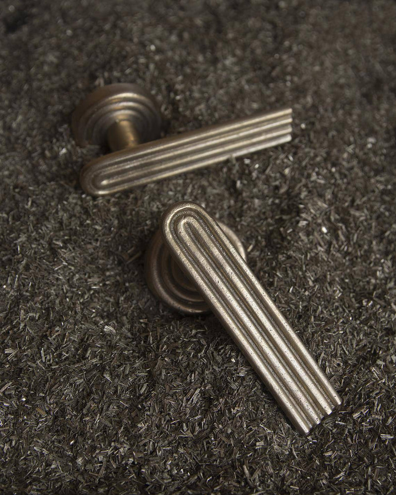 A top view of brass Finish passage door handle sets