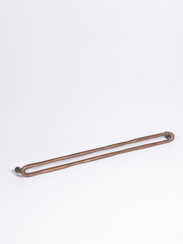 A left side view of the bronze finish kitchen pull bar handle