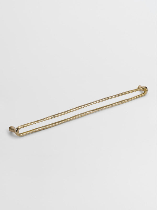A left side view of the bronze finish kitchen pull bar handle