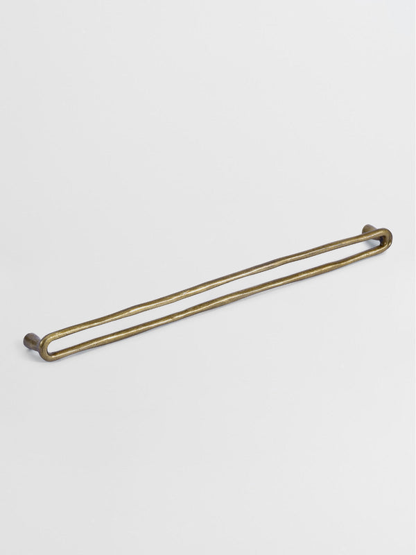 A left side view of the bronze finish kitchen pull bar handle