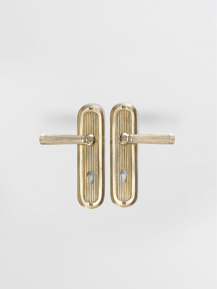 Door Lever Handle N28 with Key Hole Y in Brass finish | Mi&Gei