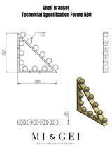 A technical specification of the decorative shelf bracket 