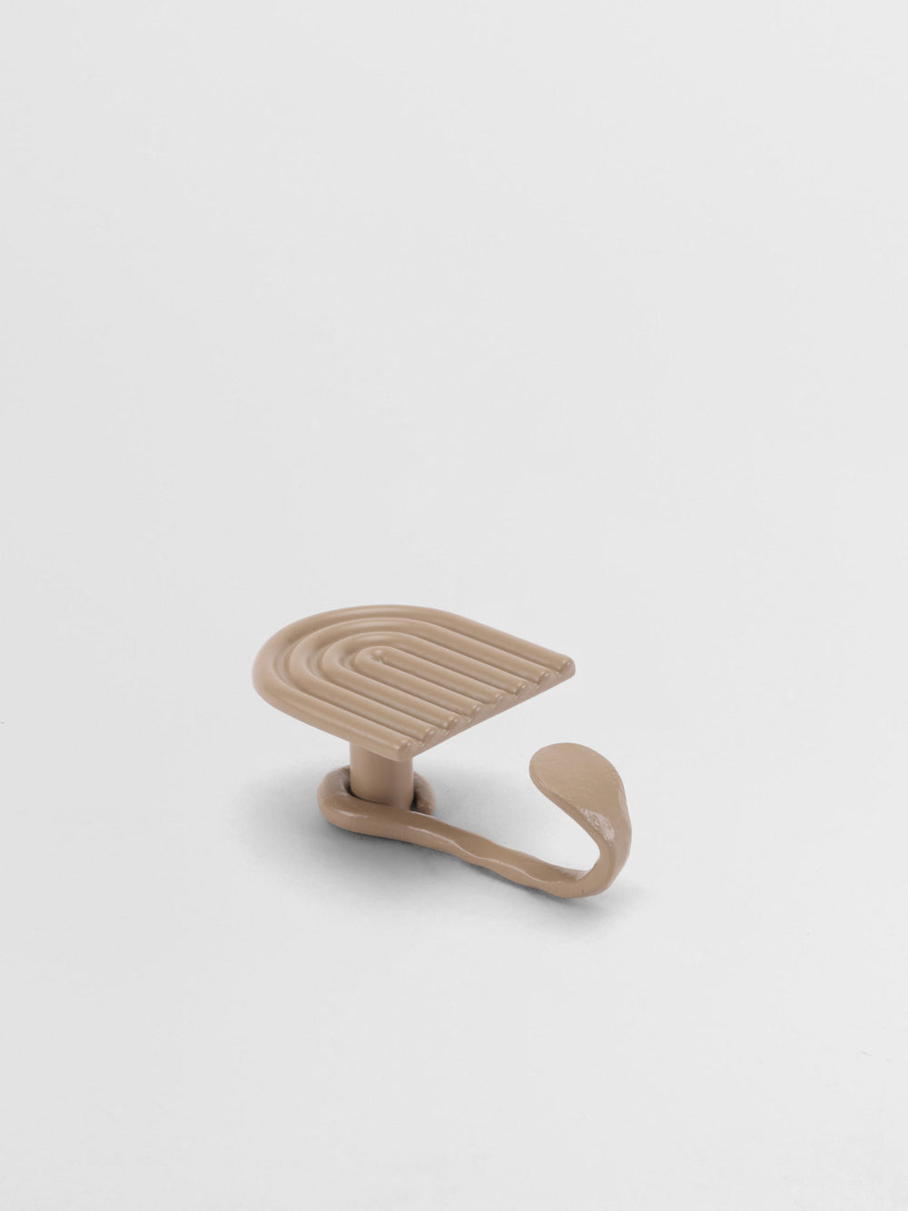 Beige Towel hook on a light gray background