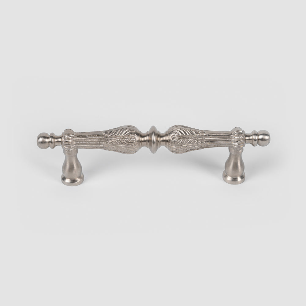 Louis XIV Solid Brass Pull | Le Pautre Style | Heritage Collection in Nickel finish — alternate angle | Mi&Gei Hardware De...